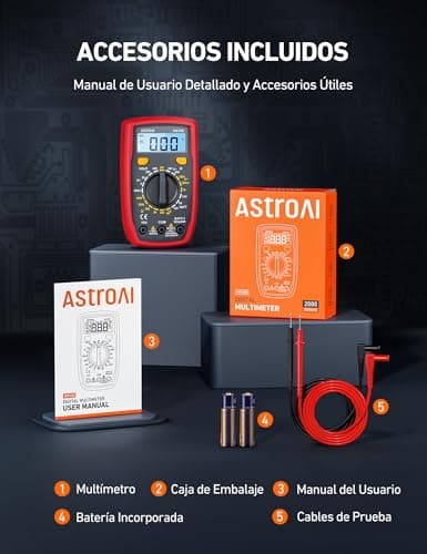 Thumbnail 7 de AstroAI Multímetro Digital AstroAI (polímetro profesional) para CA/CC, resistencia y continuidad