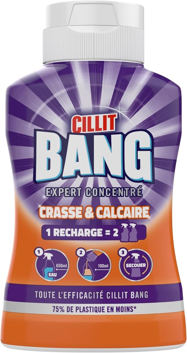 Detalle 2 de Cillit Bang Crasse et Calcaire nettoyant salle de bain 2×200 ml