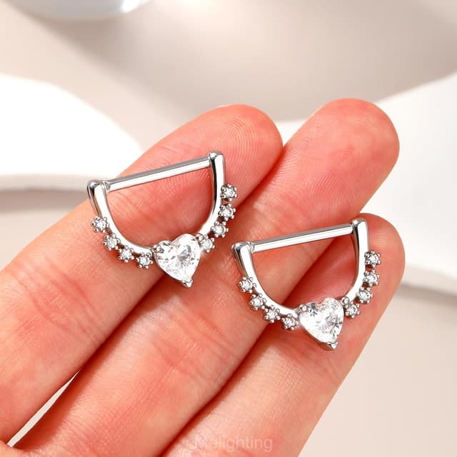 Thumbnail 3 de Melighting piercing capezzolo cuore zirconia 14G 14mm