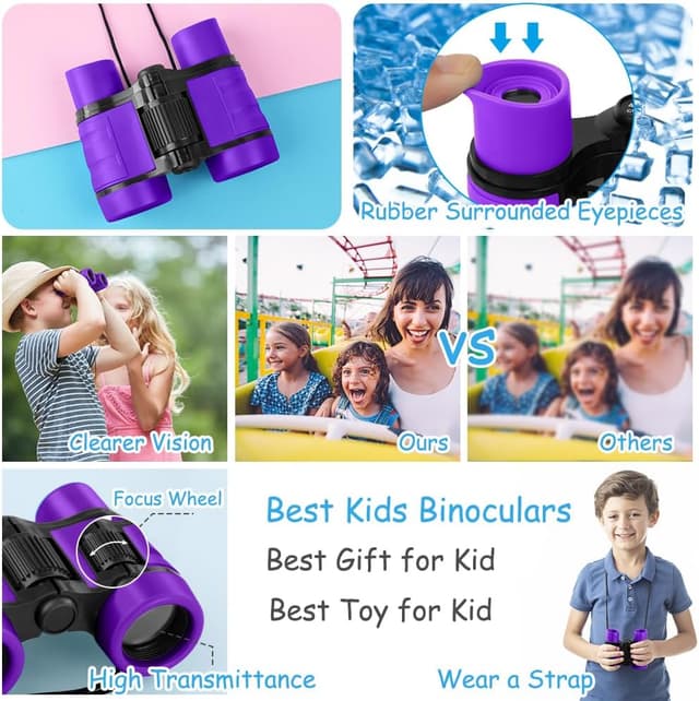 Detalle de OSDUE Binocoli per bambini 4x30 portatile e pieghevole: compatto per bird watching e outdoor
