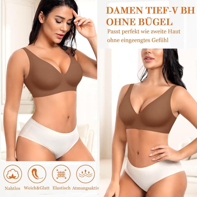 Detalle 1 de Nahtloser V-Ausschnitt BH für Damen