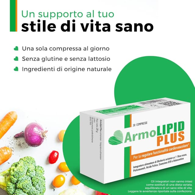 Detalle 2 de Armolipid Plus 30 compresse: integratore per supporto lipidi, omocisteina e benessere cardiovascolare