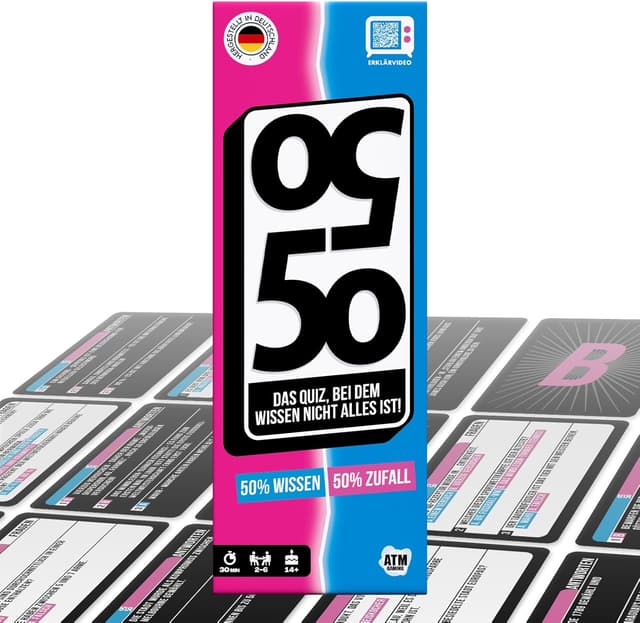 Detalle de ATM Gaming 5050-50% Wissen / 50% Zufall – Das lustige Quizspiel als Kartenspiel für 2 bis 6 Spieler ab 14 Jahren