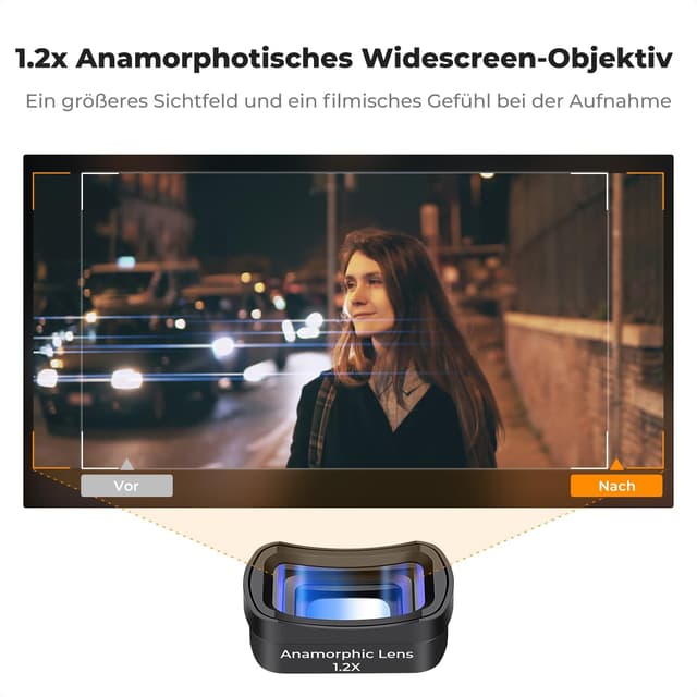Detalle de K&F CONCEPT 1.2X anamorphotisches Filter für DJI Osmo Pocket 3 (Blue Streak Effekt)