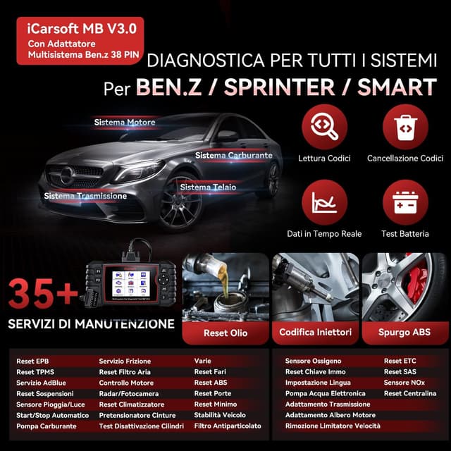 Detalle 2 de iCarsoft MB V3.0 OBD2 diagnostica completa