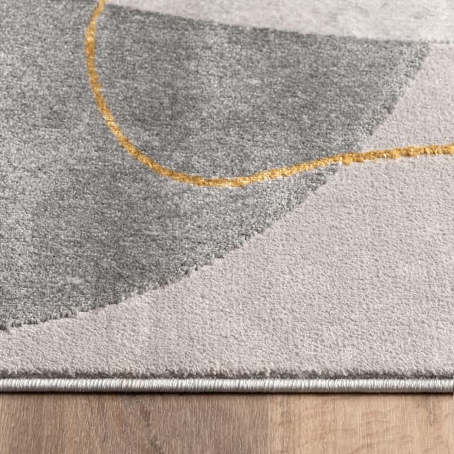 Detalle de TT Home tapis à poil court pour chambre ou salon motif géométrique 3D gris beige 240x340 cm