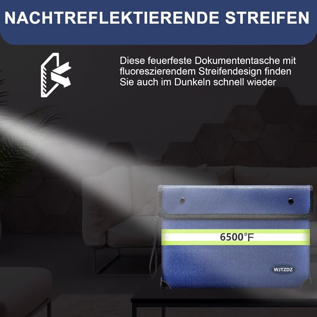 Detalle de Feuerfester Geldbeutel mit Griff – 6500 °F wasserdicht & 10-lagig isoliert (für Bargeld und Dokumente)