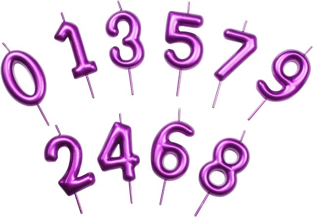 Detalle 2 de DERVENTA Number 3 Purple Candle (2.36 inch) for birthday cakes & party desserts