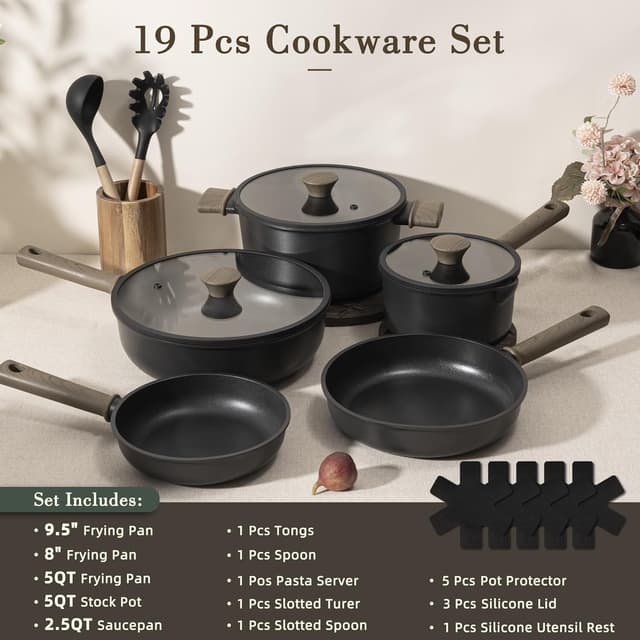 Detalle 2 de Astercook 19-Piece Nonstick Cookware Set