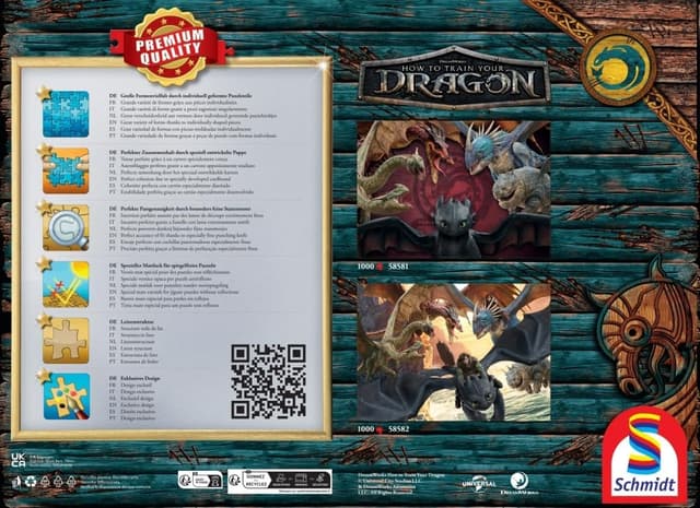 Detalle de Puzzle 1000 pièces Schmidt Spiele 58581 en forme de dragons – Toute simplicité, Dragons are Real