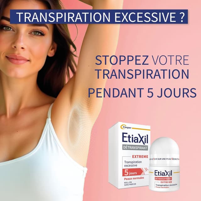 Detalle de ETIAXIL Distraspirante per ascelle con sudorazione eccessiva, roll-on, pelle normale (confezione da 3) – 15 ml