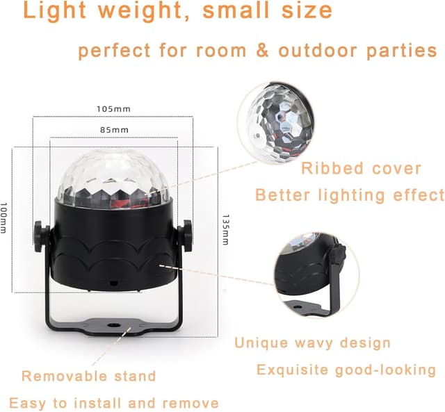 Detalle 2 de Y.W.Licht Party Disco Ball Light (7 colours, sound activated, remote control)