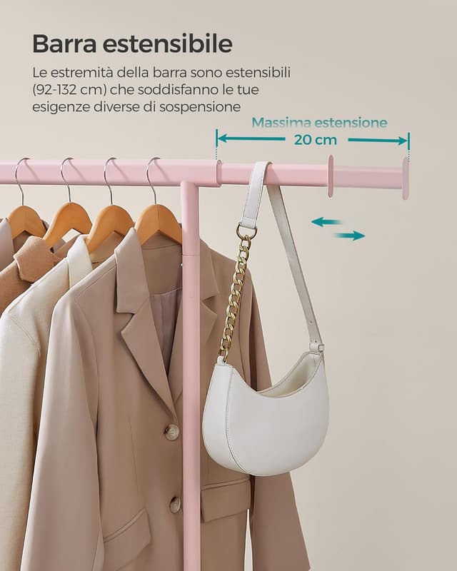 Detalle de SONGMICS HSR013R01 appendiabiti con ruote 100 kg