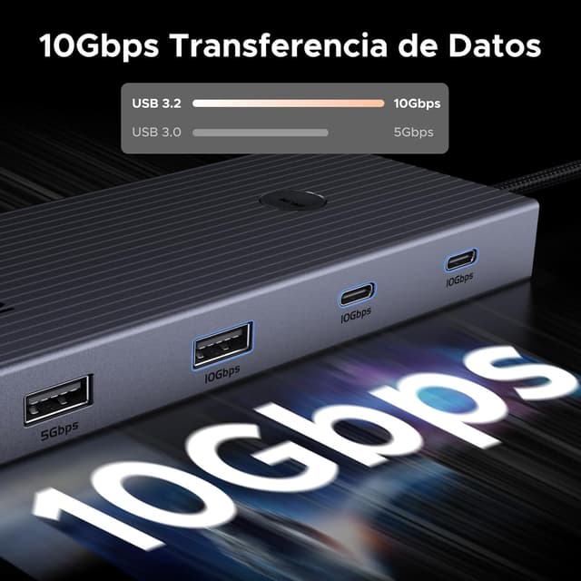 Detalle de UGREEN Revodok Pro 1091 Hub USB‑C 10Gbps 🎛