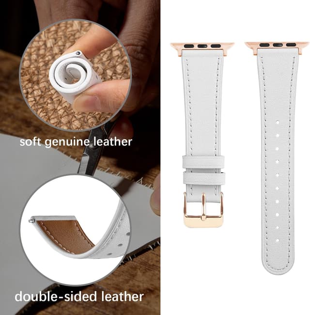 Detalle 2 de Bracelet cuir NEMUALL compatible Apple Watch SE 3 (40 mm) / Series 11-10 (42 mm) et autres tailles