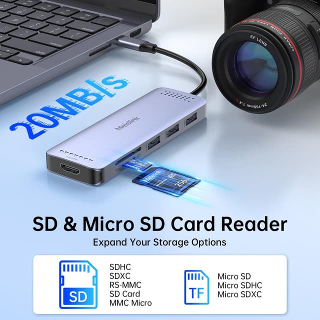 Thumbnail 6 de Melelink 10-in-1 USB-C Hub with 4K@60Hz HDMI, 100W PD, SD/TF and 6 USB ports