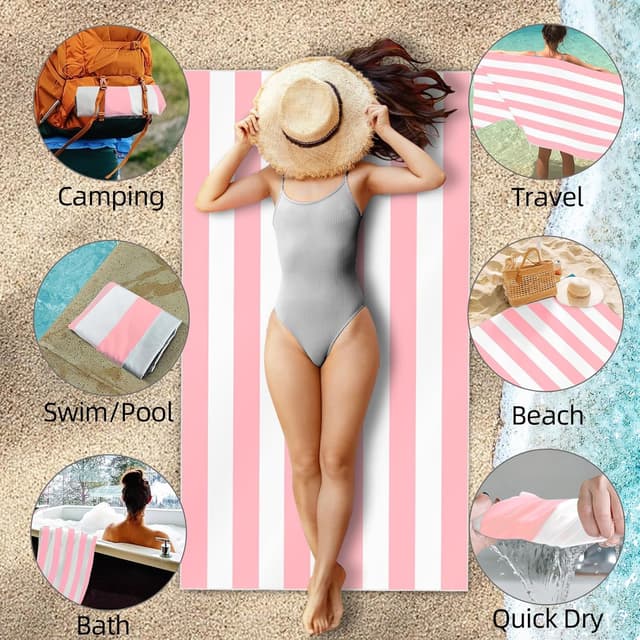 Thumbnail 2 de CNMTCCO Large Beach Towel 160x90cm Light Pink