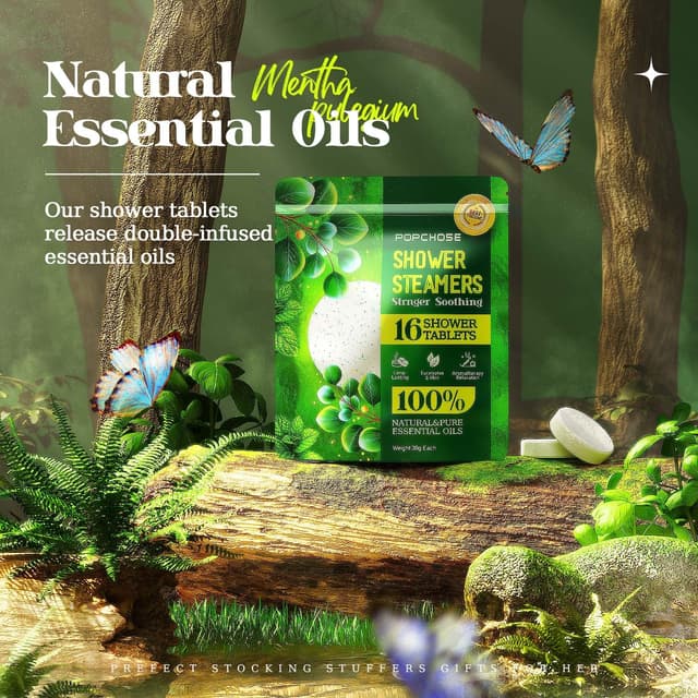 Detalle de POPCHOSE Shower Steamers Aromatherapy (16 Pack) — Eucalyptus Essential Oil for Quick Nasal Relief