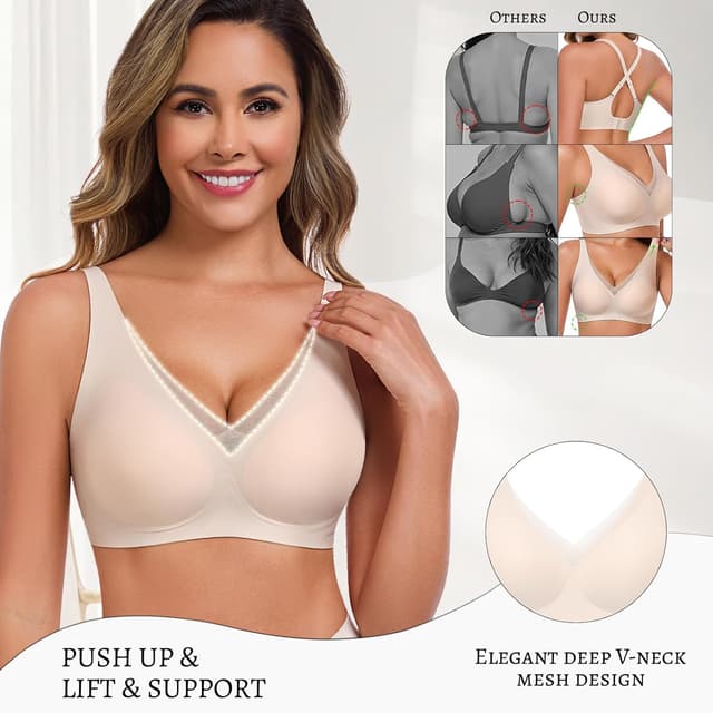 Detalle 1 de JOYTREE Glatter Damen BH Tiefen V-Ausschnitt