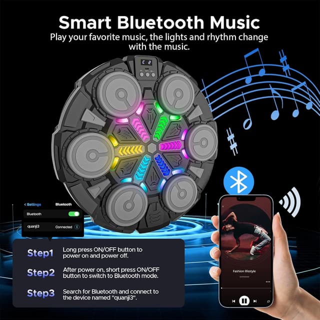 Detalle 2 de Music Boxing Machine Bluetooth Punching Pad for Kids 🥊