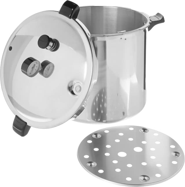 Detalle de Presto 01784 23-Quart Induction-Compatible Pressure Canner (Silver, Aluminum)
