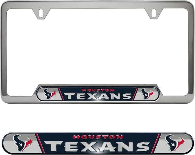 Detalle de FANMATS NFL Embossed License Plate Frame (Stainless Steel) with Team Logo Inserts