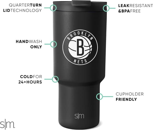 Detalle 2 de Simple Modern Officially Licensed NBA 30oz Tumbler (Flip Lid & Straws) — Trek Collection