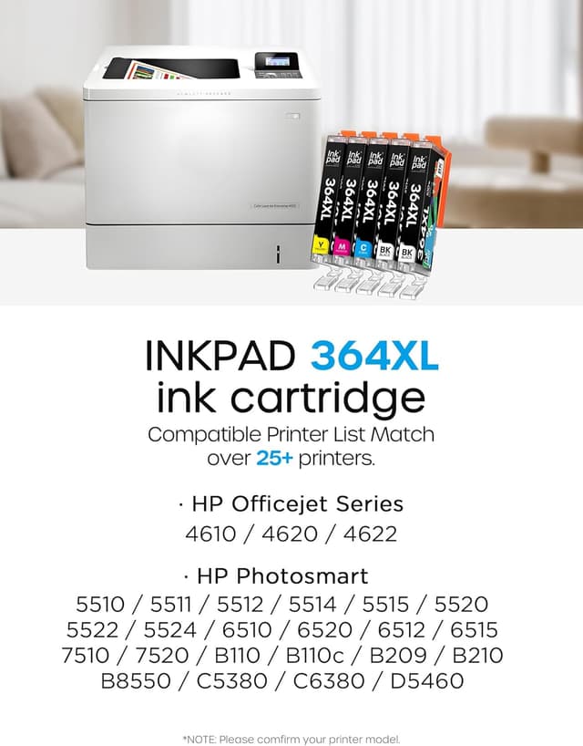Detalle de iNKPAD 364XL confezione da 5 cartucce compatibili con HP (nero, ciano, magenta, giallo)
