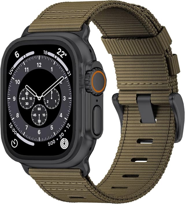 Detalle de Nylon Watch Band for Apple Watch Ultra 3/2/1 (49mm/46mm/45mm/44mm/42mm) — Breathable Adjustable Loop Strap