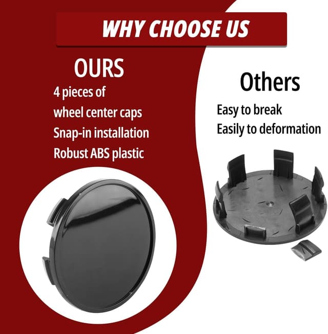 Detalle de RhinoTuning 4x 65 mm Wheel Centre Caps (Black) for Select 17–18in Ford Mustangs & F150