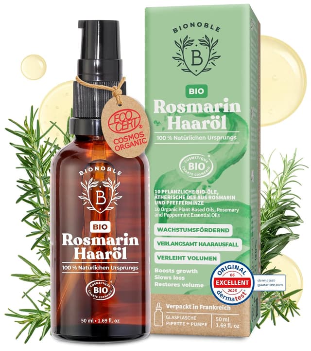 Detalle de BIONOBLE Rosmarinöl 50 ml – Haaröl für Wachstum
