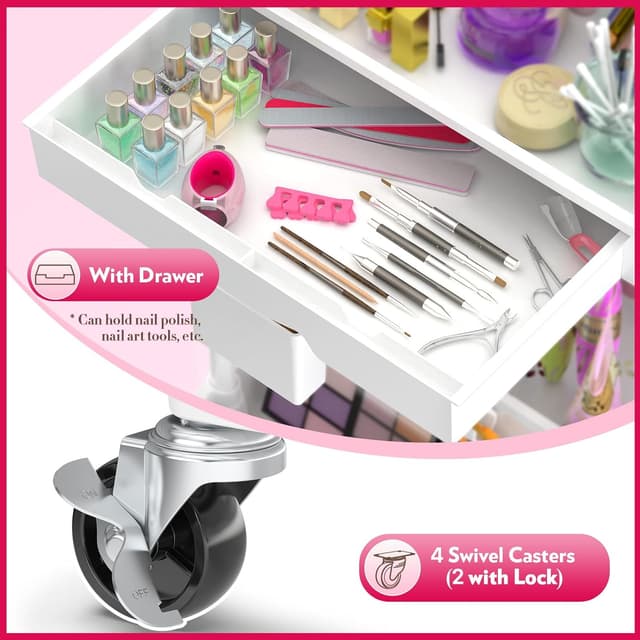 Detalle de SUNALLY Makeup Cart Organizer with Drawers 3-Tier