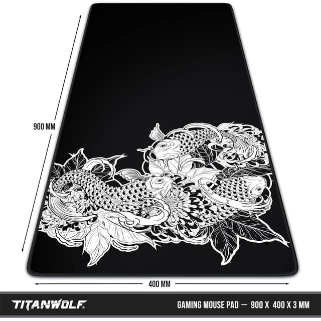 Detalle de TITANWOLF Koi Tattoo 3 XXL Speed Gaming Mouse Mat (900 x 400 x 3mm)