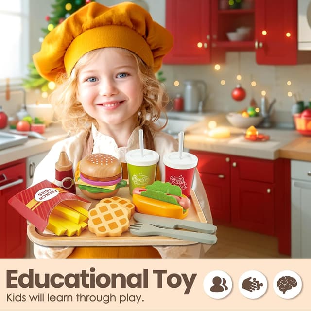 Thumbnail 6 de BUYGER Wooden Fast Food Set for Kids