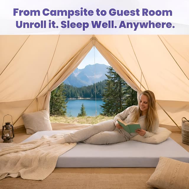 Detalle de Hazli Matrix AirCell Memory Foam Camping Mattress Pad (CertiPUR-US, Roll-Up) for Adults