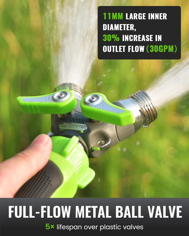 Detalle 2 de RAINPOINT 2-Way Heavy Duty Metal Garden Hose Splitter with Shutoff Valves (3/4" GHT)