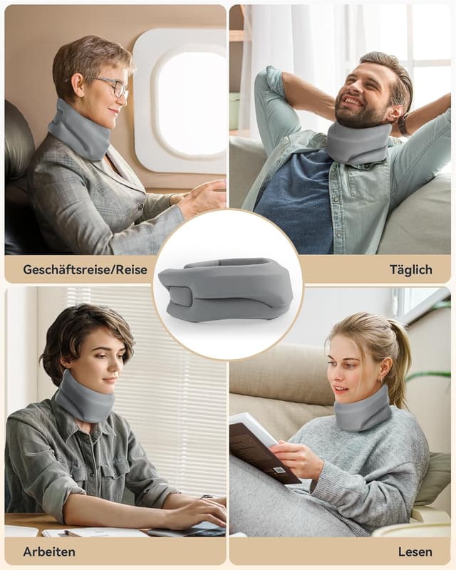 Thumbnail 6 de BETOVIN Nackenstütze gegen Nackenschmerzen – weiche & verstellbare Halskrause (Grau, L)