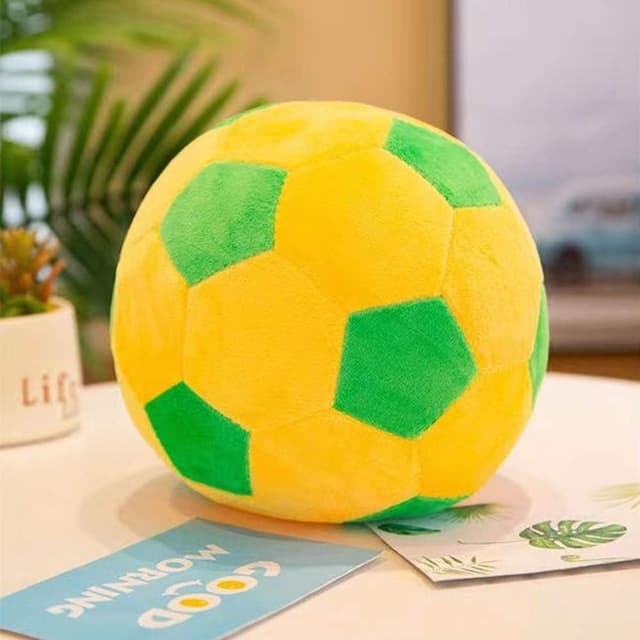 Detalle de AOQI Plush Soccer Ball Toy Pillow (Green/Yellow) – Soft Stuffed 7.8in / 20cm