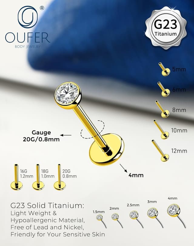 Thumbnail 1 de OUFER 2Pcs Threadless Nose Stud 4mm 💎