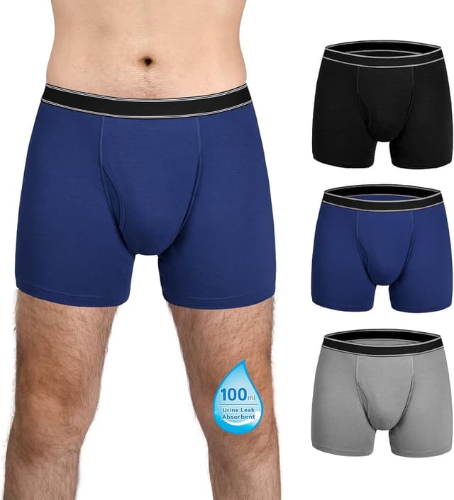 Detalle de TIICHOO Slip d’incontinence homme en coton lavable anti-fuite (lot de 3)