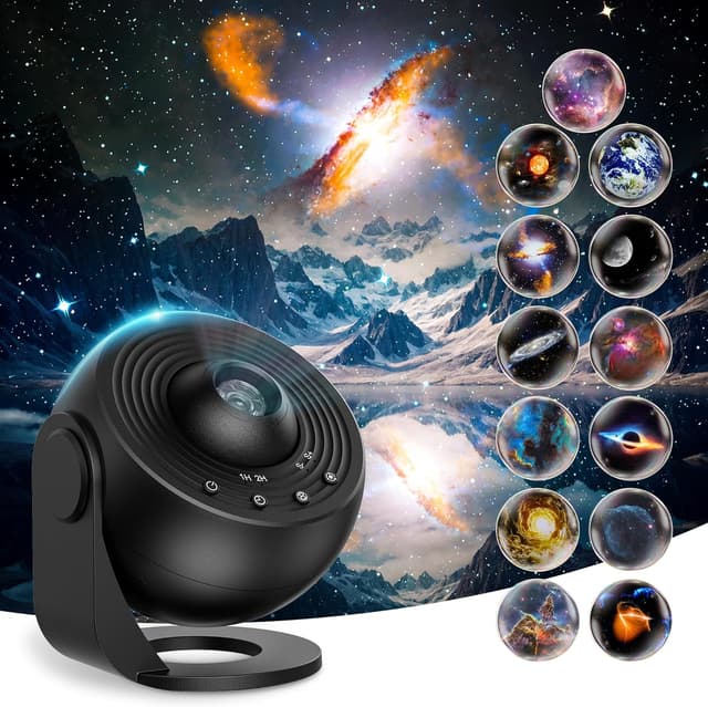 Detalle de Lysumurl Planetarium Projector for Bedroom (13 in 1) – Galaxy Star Projector Night Light with Timer, Black