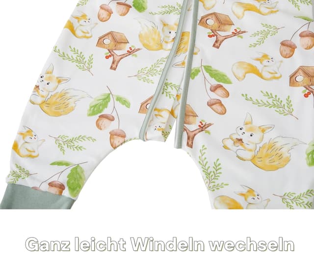 Detalle de Chilsuessy Baby Schlafsack mit Beinen 1,5 Tog (90 cm) – Baumwolle, unisex, 6–18 Monate