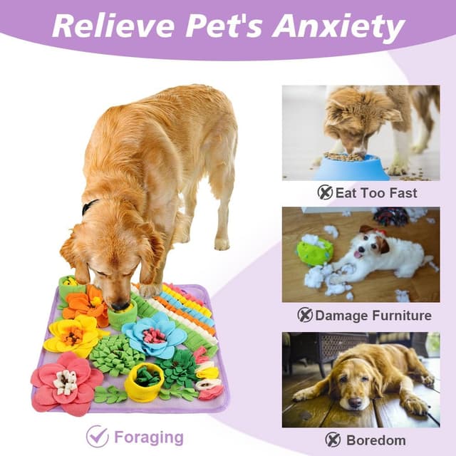 Detalle de OSDUE Schnüffelteppich für Hunde – Futterschnüffel-Futtermatte mit Blumenmotiv, 39 x 39 cm