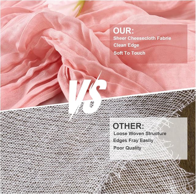 Thumbnail 4 de Dusty Pink Cheesecloth Table Runner 35x120 Inches