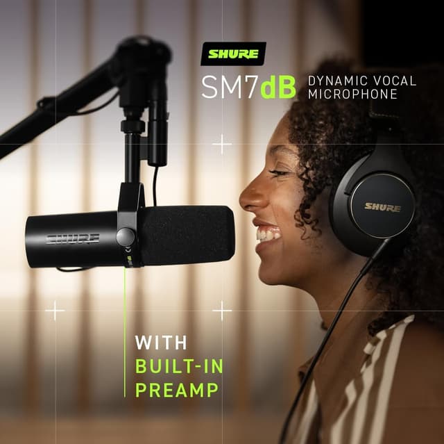 Thumbnail 5 de Shure SM7dB Dynamic Vocal Microphone with Built-in Preamp (XLR, Black) for Streaming, Podcasting, and Recording