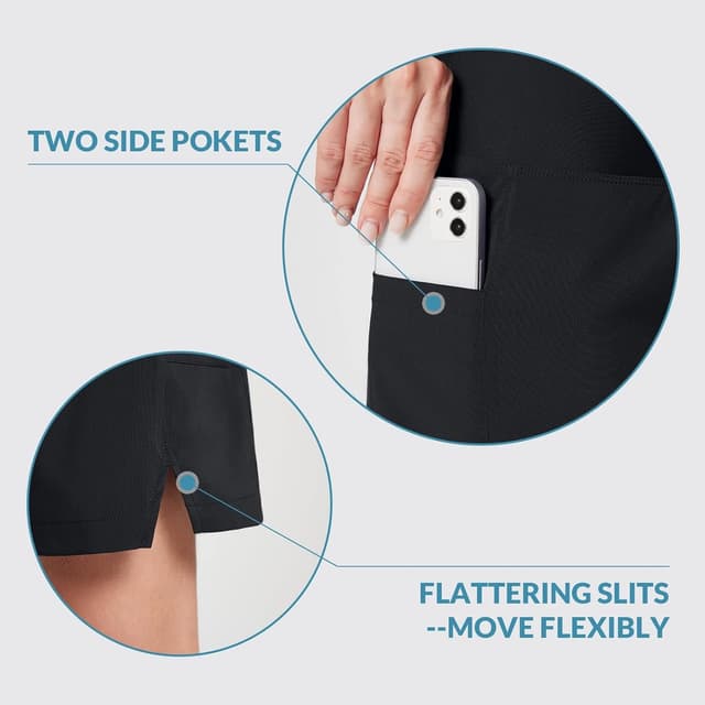 Detalle 1 de baleaf Damen 9" Badeshorts lang fürs Schwimmen mit UPF50+ und Reißverschlusstaschen