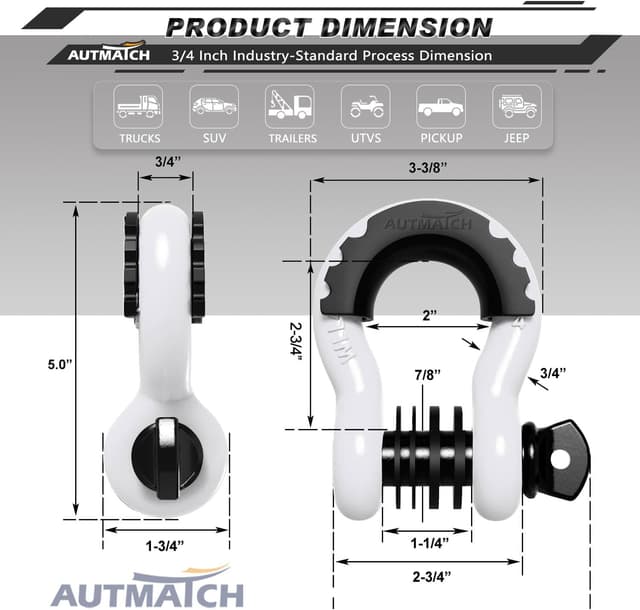 Detalle de AUTMATCH D Ring Shackle 3/4" 10,471 lb