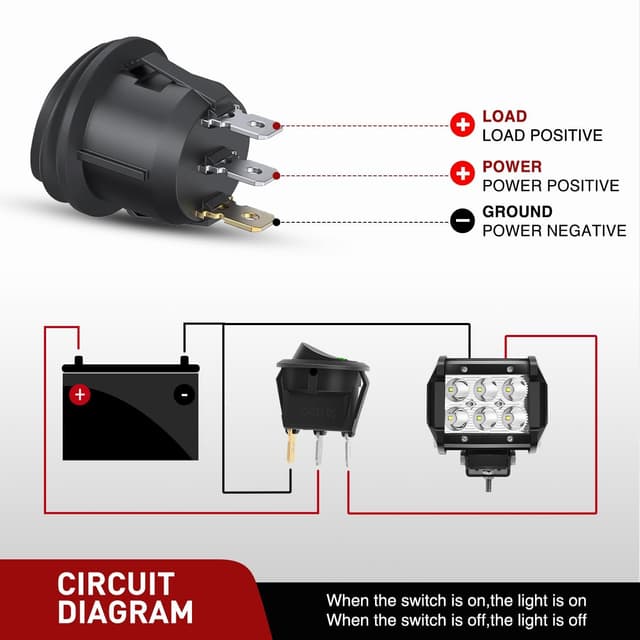 Detalle de Nilight 8-Pack 12V 20A Round Blue Toggle LED Rocker Switches (SPST, 3-Pin) for On-Off Control