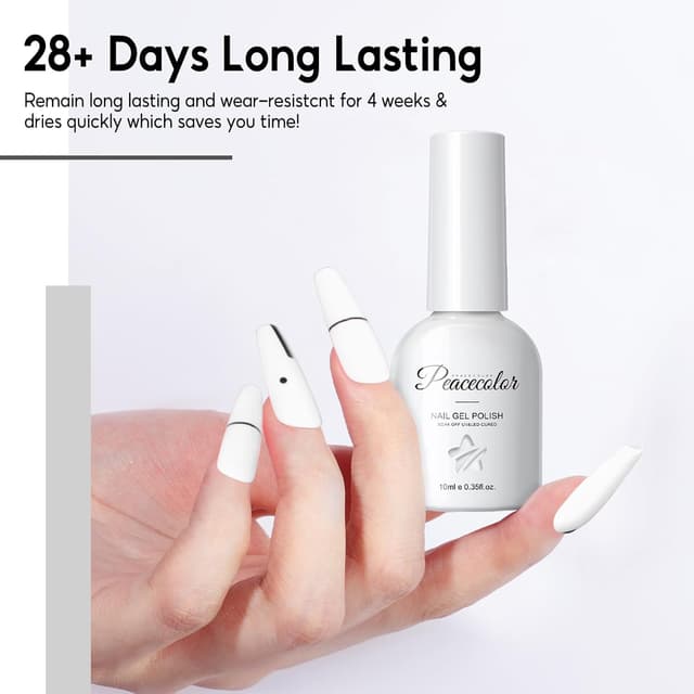 Detalle de PEACECOLOR Vernis semi permanent blanc 10 ml (UV/LED) pour French manucure