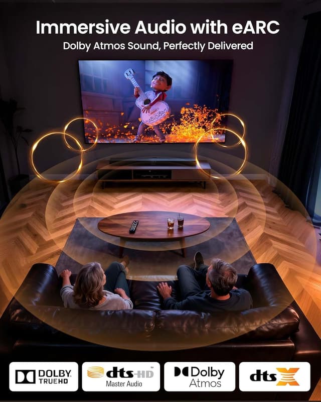 Detalle de Silkland 8K HDMI ARC/eARC Cable 2.1 (6.6 ft) for Soundbars & Home Theater